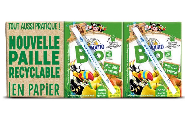 Brique de jus de fruits Paquito avec paille papier