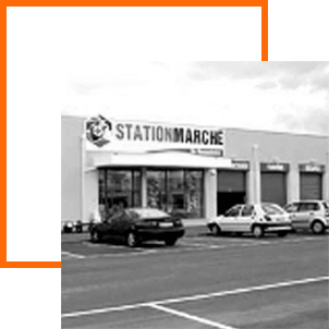 Stationmarché est créée en 1982 : illustration d'une façade de magasin.